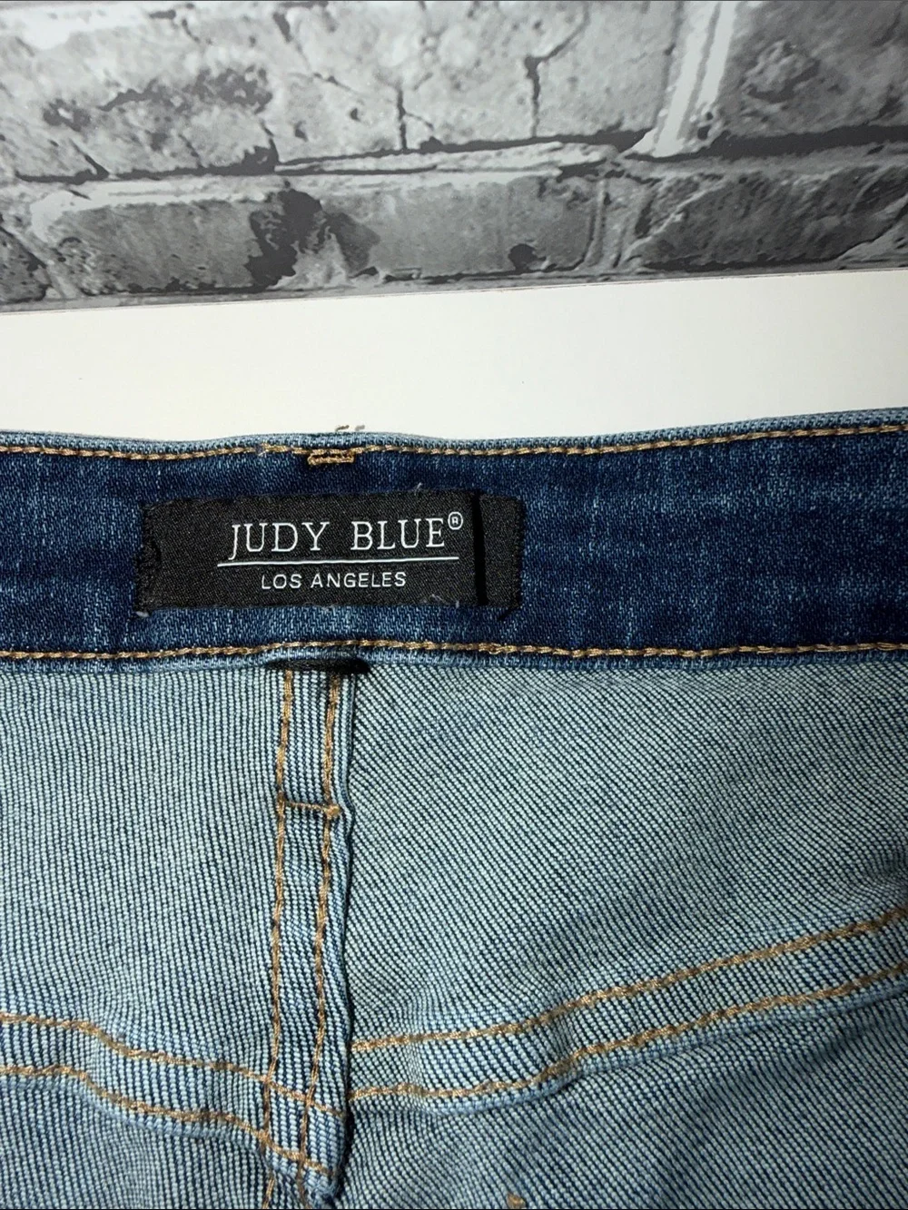 Judy Blue Medium Wash Distressed Back‎ Pocket Jean Shorts